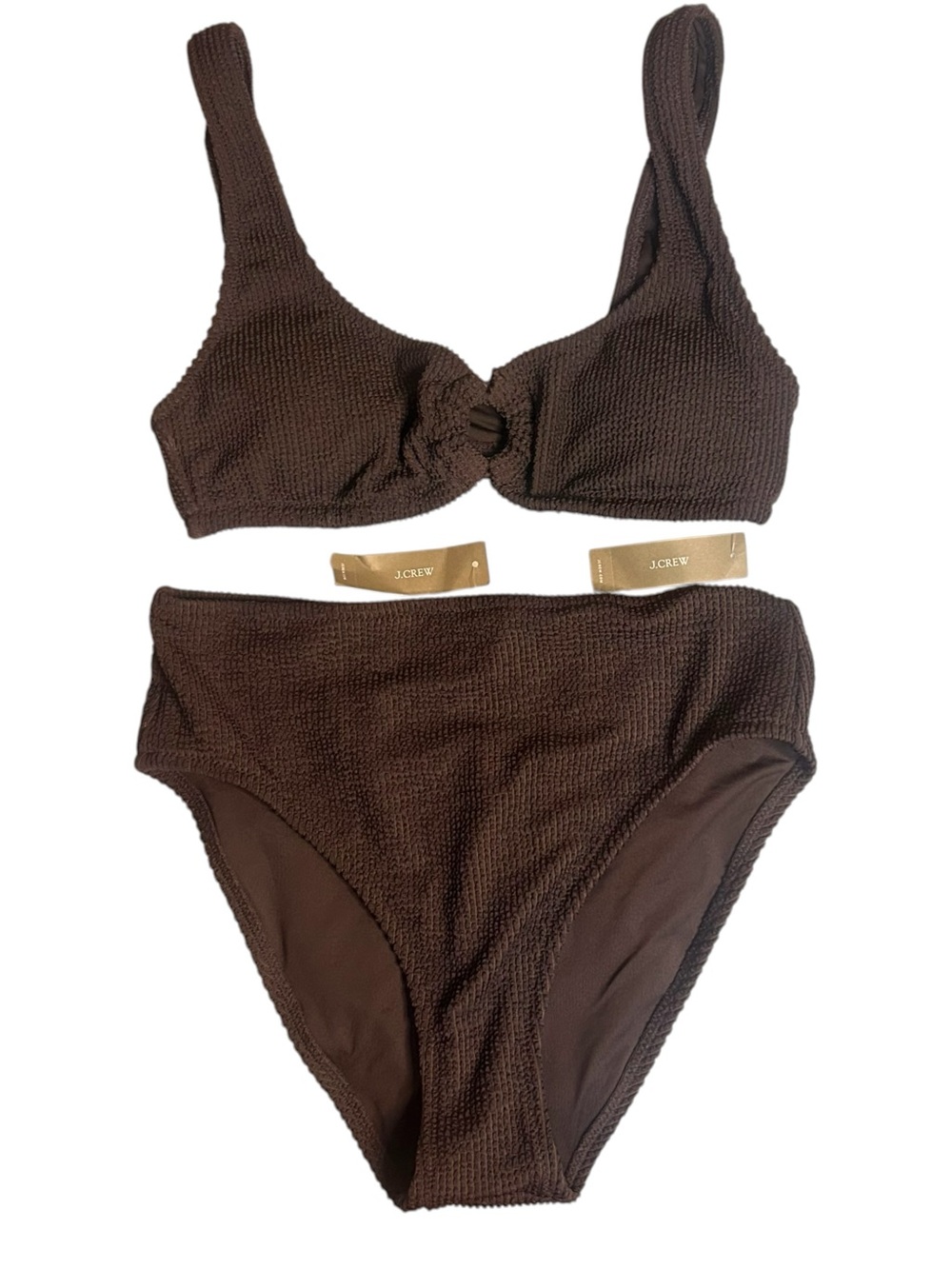 J. Crew chocolate brown textured hi rise bikini
Size medium brand new